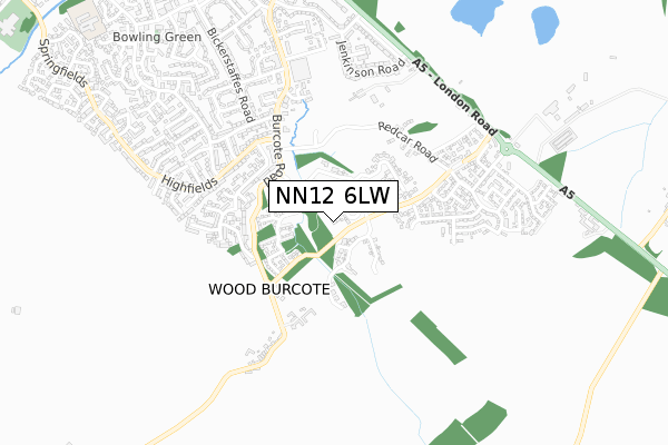 NN12 6LW map - small scale - OS Open Zoomstack (Ordnance Survey)