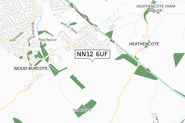 NN12 6UF map - small scale - OS Open Zoomstack (Ordnance Survey)