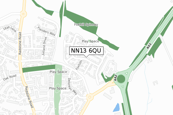 NN13 6QU map - large scale - OS Open Zoomstack (Ordnance Survey)