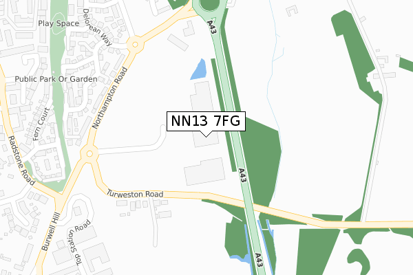 NN13 7FG map - large scale - OS Open Zoomstack (Ordnance Survey)