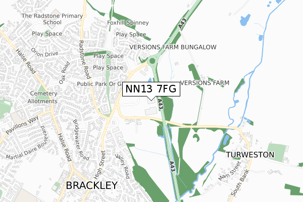 NN13 7FG map - small scale - OS Open Zoomstack (Ordnance Survey)