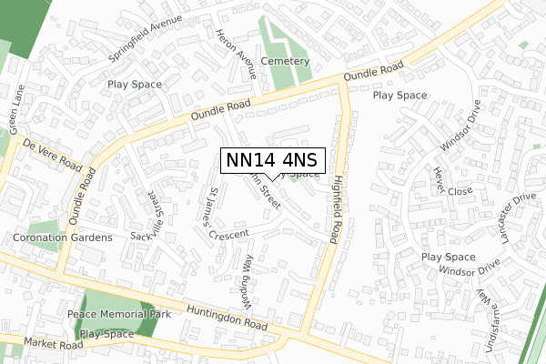 NN14 4NS map - large scale - OS Open Zoomstack (Ordnance Survey)