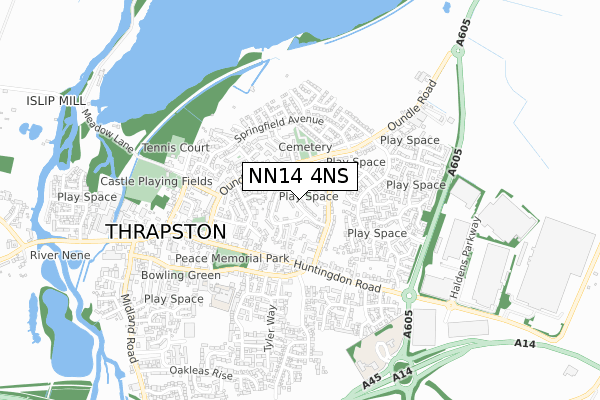 NN14 4NS map - small scale - OS Open Zoomstack (Ordnance Survey)