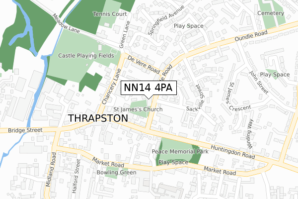 NN14 4PA map - large scale - OS Open Zoomstack (Ordnance Survey)