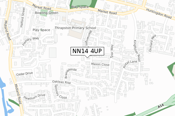 NN14 4UP map - large scale - OS Open Zoomstack (Ordnance Survey)