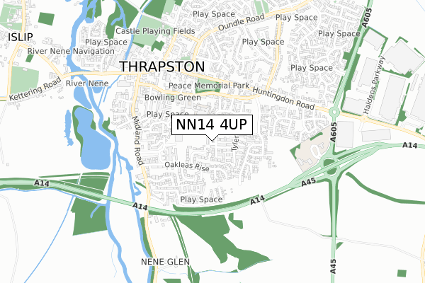 NN14 4UP map - small scale - OS Open Zoomstack (Ordnance Survey)