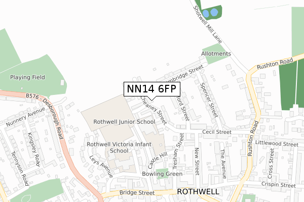 NN14 6FP map - large scale - OS Open Zoomstack (Ordnance Survey)