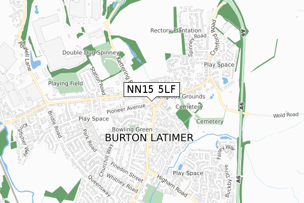 NN15 5LF map - small scale - OS Open Zoomstack (Ordnance Survey)