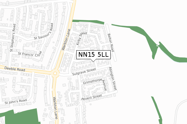 NN15 5LL map - large scale - OS Open Zoomstack (Ordnance Survey)