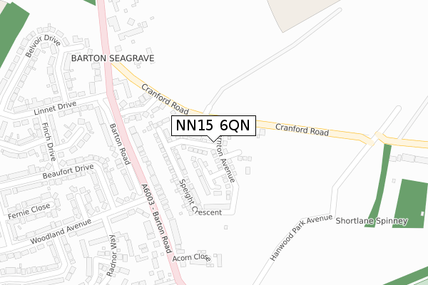 NN15 6QN map - large scale - OS Open Zoomstack (Ordnance Survey)