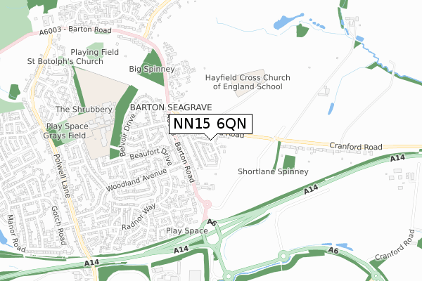 NN15 6QN map - small scale - OS Open Zoomstack (Ordnance Survey)