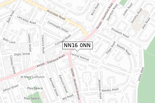 NN16 0NN map - large scale - OS Open Zoomstack (Ordnance Survey)