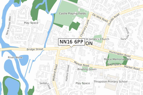 NN16 6PP map - large scale - OS Open Zoomstack (Ordnance Survey)