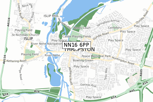 NN16 6PP map - small scale - OS Open Zoomstack (Ordnance Survey)