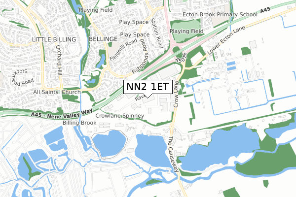 NN2 1ET map - small scale - OS Open Zoomstack (Ordnance Survey)