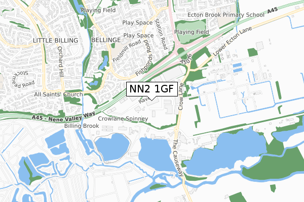 NN2 1GF map - small scale - OS Open Zoomstack (Ordnance Survey)