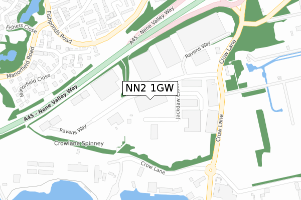 NN2 1GW map - large scale - OS Open Zoomstack (Ordnance Survey)