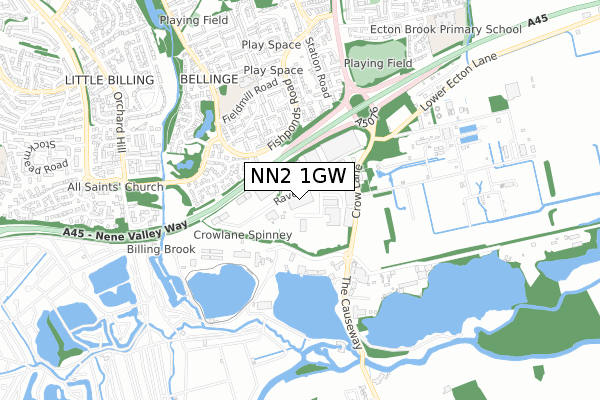 NN2 1GW map - small scale - OS Open Zoomstack (Ordnance Survey)