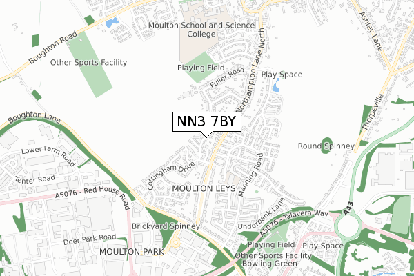 NN3 7BY map - small scale - OS Open Zoomstack (Ordnance Survey)