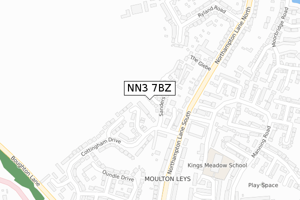 NN3 7BZ map - large scale - OS Open Zoomstack (Ordnance Survey)