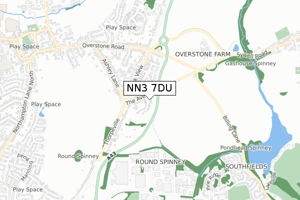 NN3 7DU map - small scale - OS Open Zoomstack (Ordnance Survey)