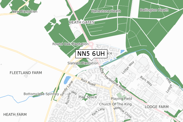 NN5 6UH map - small scale - OS Open Zoomstack (Ordnance Survey)