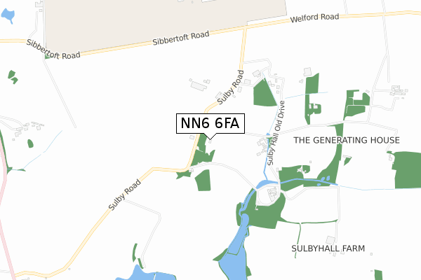 NN6 6FA map - small scale - OS Open Zoomstack (Ordnance Survey)