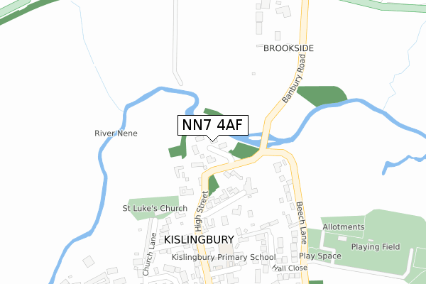 NN7 4AF map - large scale - OS Open Zoomstack (Ordnance Survey)