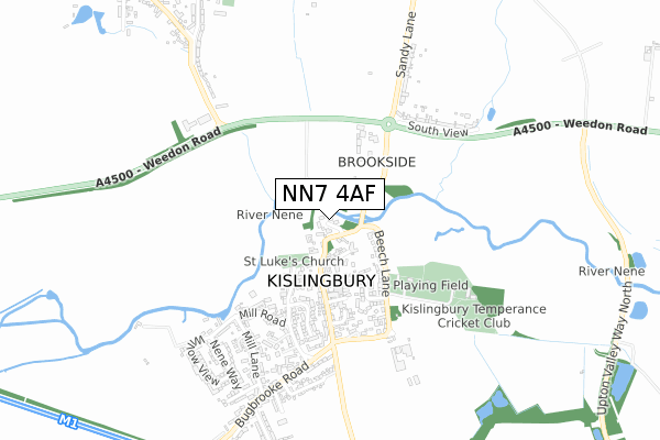 NN7 4AF map - small scale - OS Open Zoomstack (Ordnance Survey)