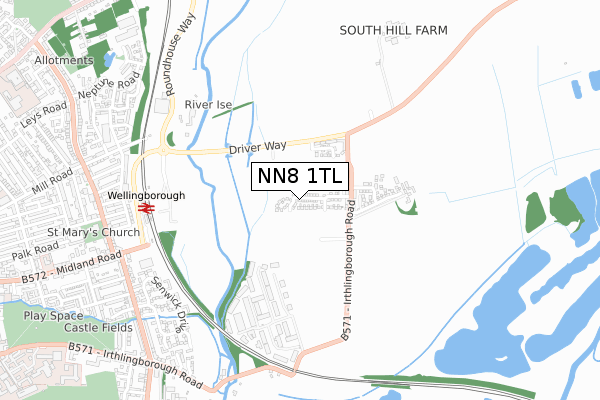 NN8 1TL map - small scale - OS Open Zoomstack (Ordnance Survey)