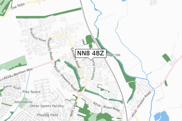 NN8 4BZ map - small scale - OS Open Zoomstack (Ordnance Survey)