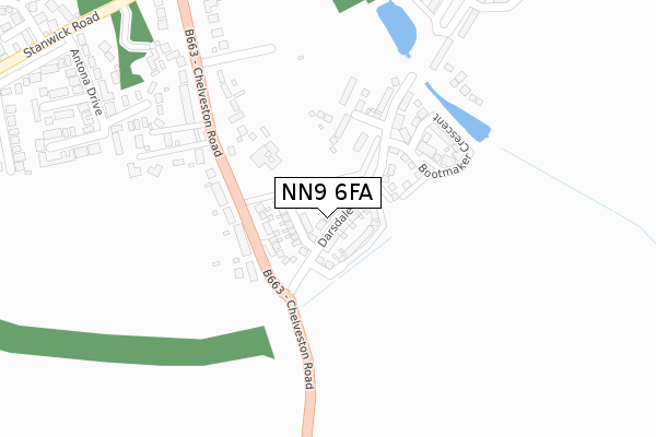 NN9 6FA map - large scale - OS Open Zoomstack (Ordnance Survey)