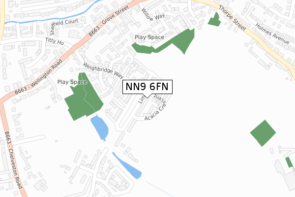 NN9 6FN map - large scale - OS Open Zoomstack (Ordnance Survey)