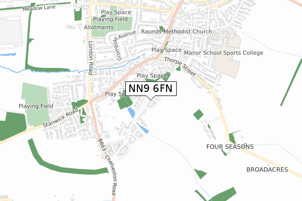 NN9 6FN map - small scale - OS Open Zoomstack (Ordnance Survey)