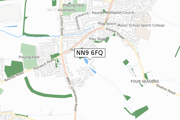 NN9 6FQ map - small scale - OS Open Zoomstack (Ordnance Survey)