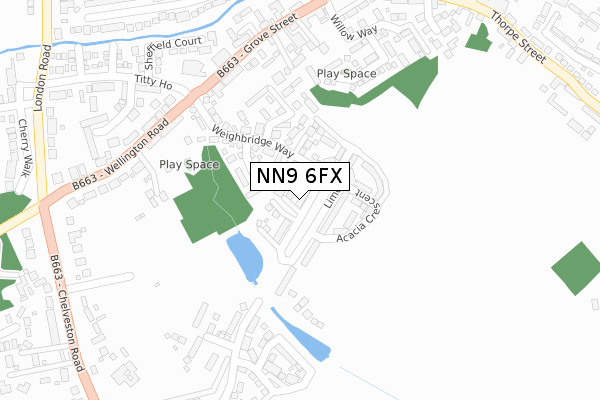 NN9 6FX map - large scale - OS Open Zoomstack (Ordnance Survey)