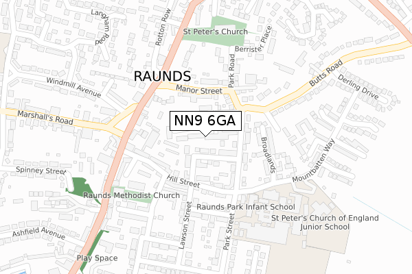 NN9 6GA map - large scale - OS Open Zoomstack (Ordnance Survey)