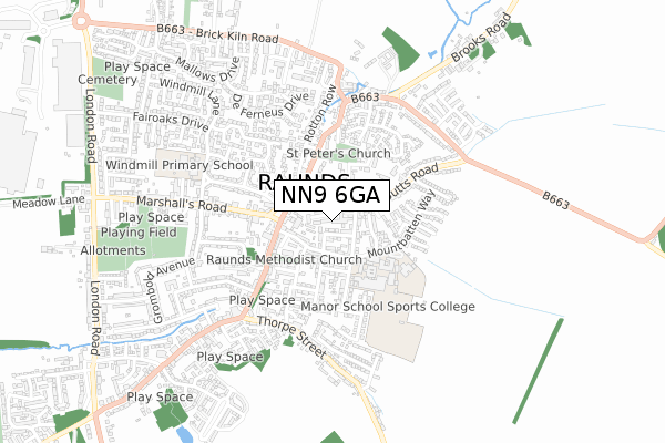 NN9 6GA map - small scale - OS Open Zoomstack (Ordnance Survey)