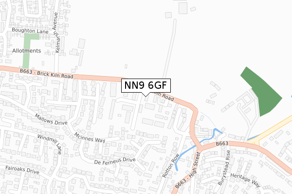 NN9 6GF map - large scale - OS Open Zoomstack (Ordnance Survey)