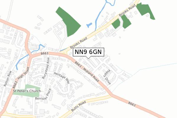 NN9 6GN map - large scale - OS Open Zoomstack (Ordnance Survey)