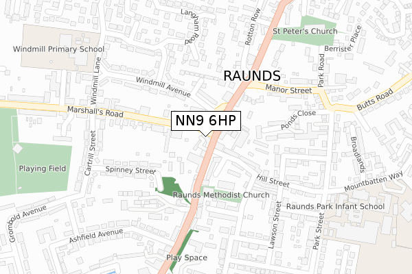 NN9 6HP map - large scale - OS Open Zoomstack (Ordnance Survey)