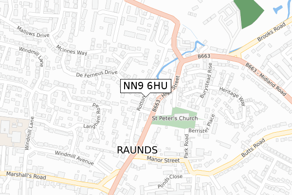 NN9 6HU map - large scale - OS Open Zoomstack (Ordnance Survey)