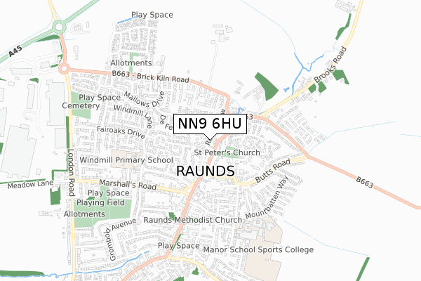 NN9 6HU map - small scale - OS Open Zoomstack (Ordnance Survey)