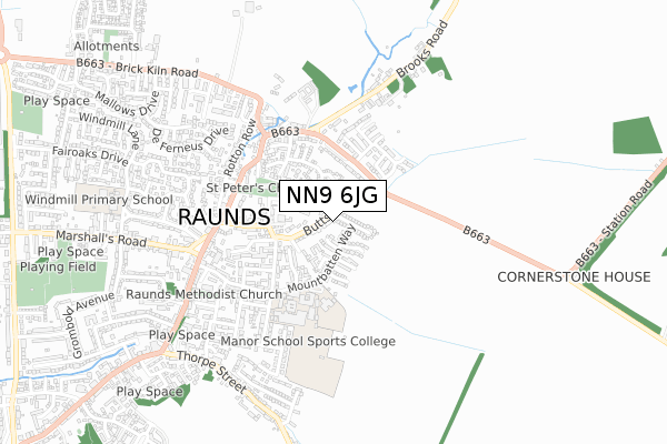 NN9 6JG map - small scale - OS Open Zoomstack (Ordnance Survey)