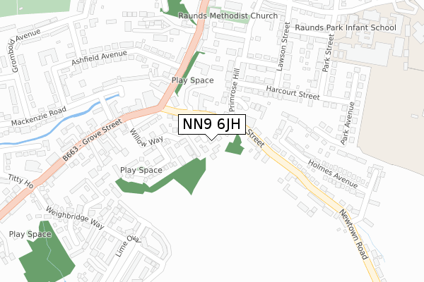 NN9 6JH map - large scale - OS Open Zoomstack (Ordnance Survey)