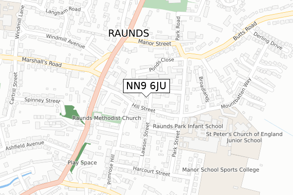 NN9 6JU map - large scale - OS Open Zoomstack (Ordnance Survey)