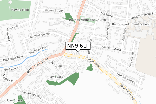 NN9 6LT map - large scale - OS Open Zoomstack (Ordnance Survey)