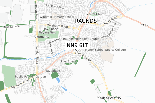 NN9 6LT map - small scale - OS Open Zoomstack (Ordnance Survey)