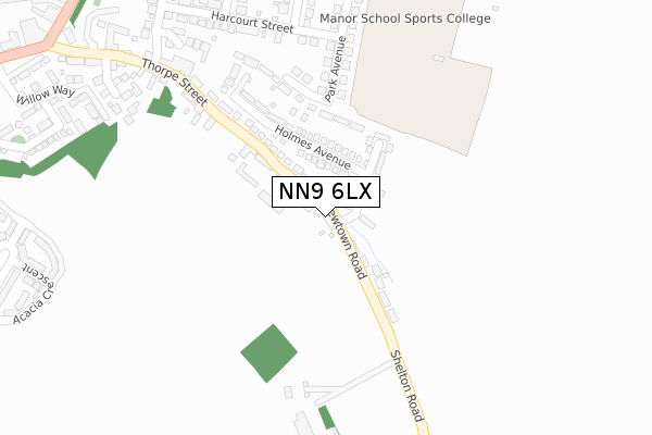 NN9 6LX map - large scale - OS Open Zoomstack (Ordnance Survey)