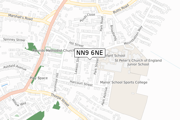 NN9 6NE map - large scale - OS Open Zoomstack (Ordnance Survey)